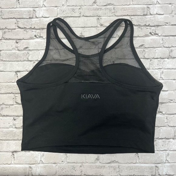 KIAVA Black Sweetheart Swim Tank Top w/Built In Bra Mesh Racerback Women’s Small - Picture 8 of 9